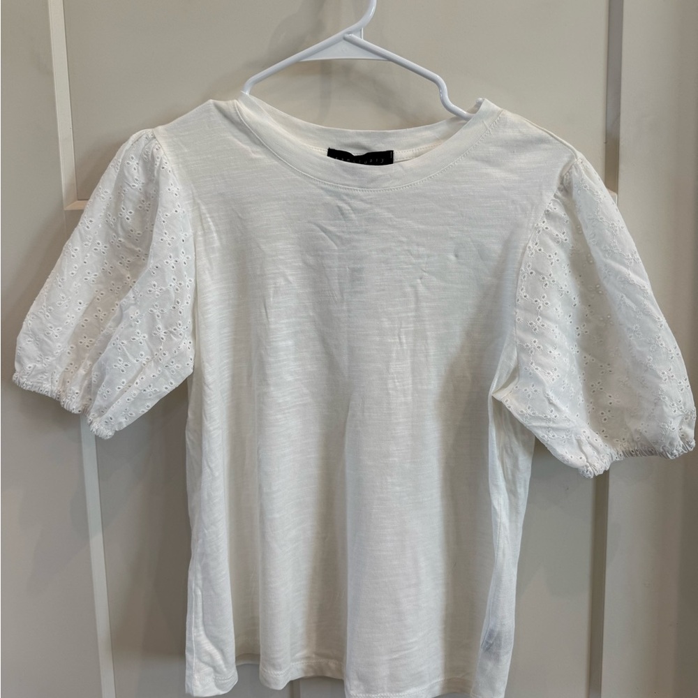 White Eyelet Sleeve T-Shirt